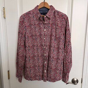 Tommy Hilfiger womens long sleeve Red White Blue Cotton Button shirt Size L